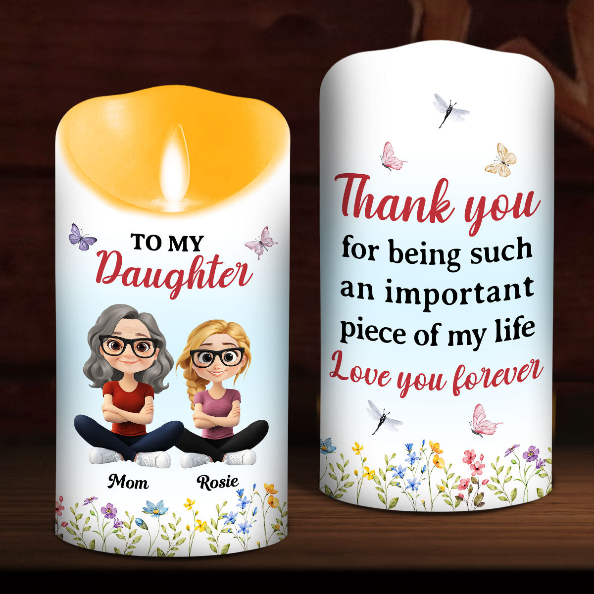 Daughter Is My Important Piece - Personalized Custom LED Candle