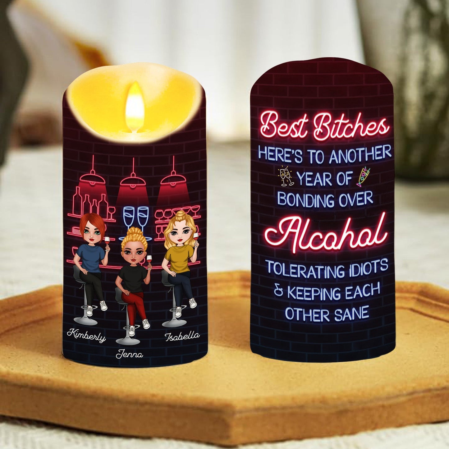 Alcohol Best Friends - Personalized Custom LED Candle