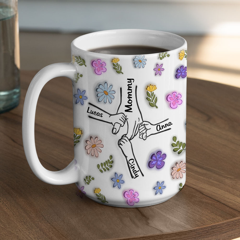 Mom You Hold My Hand And My Heart - Personalized Custom 3D Inflated Effect Mug