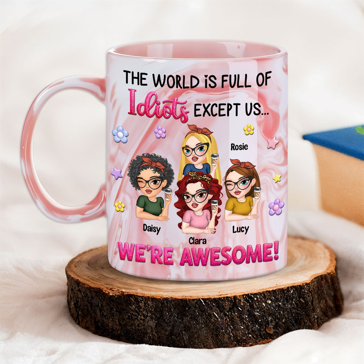 We Are Awesome - Personalized Custom Pink Marble Mug