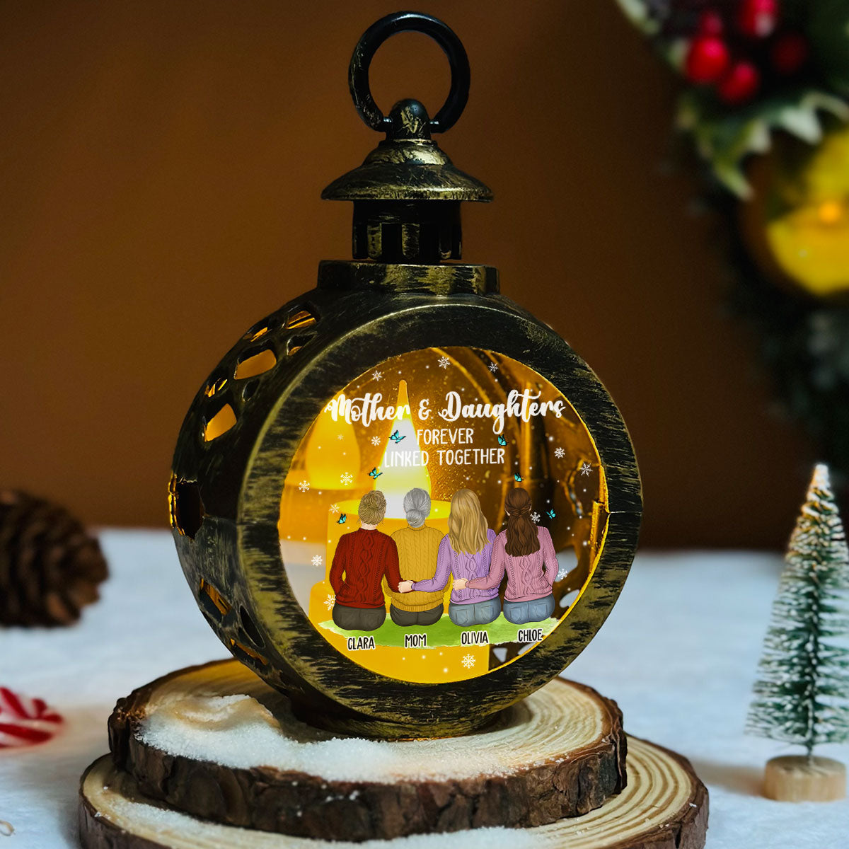 Mother & Daughter Forever Linked Together - Personalized Custom Christmas Lantern
