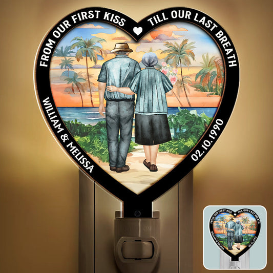 From Our First Kiss Version 2 - Personalized Custom Wood And Acrylic Night Light