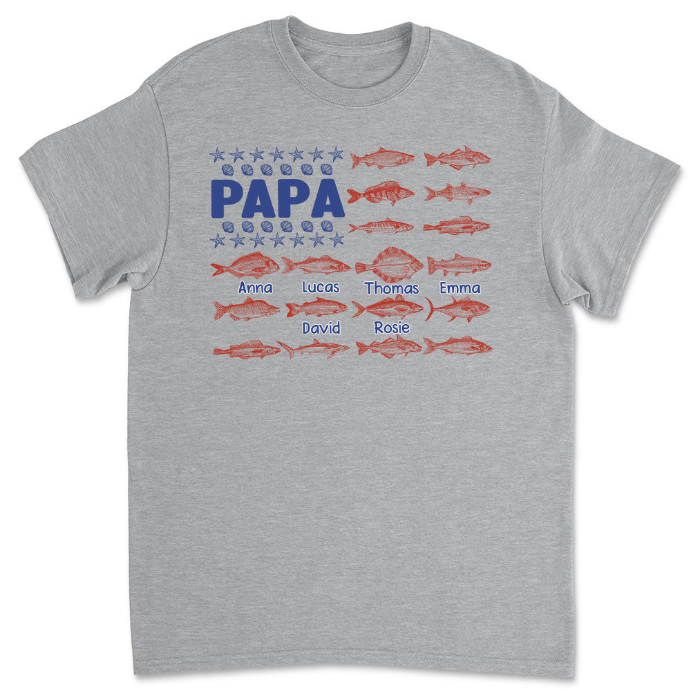 Fish and Sea Shells Papa - Personalized Custom Shirt