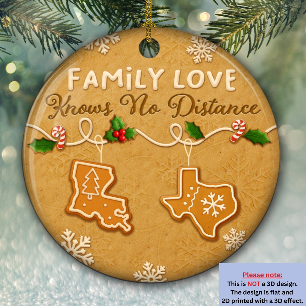 Family Love Know No Distance Cookies Style - Personalized Custom 3D Effect Ceramic Ornament
