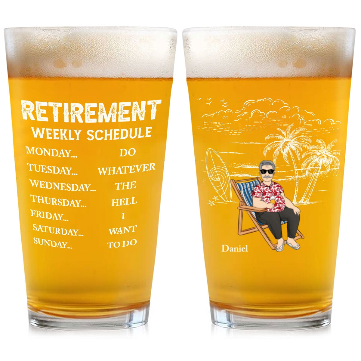 Retirement Schedule - Personalized Custom Beer Glass