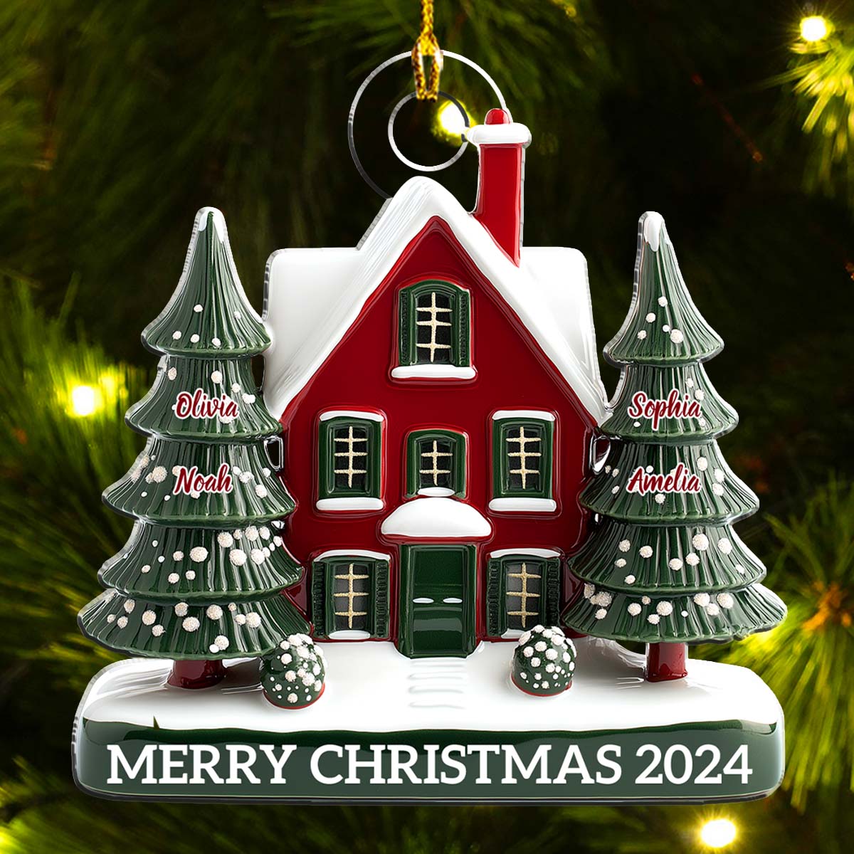 Family Christmas House Version 2 - Personalized Custom Acrylic Ornament
