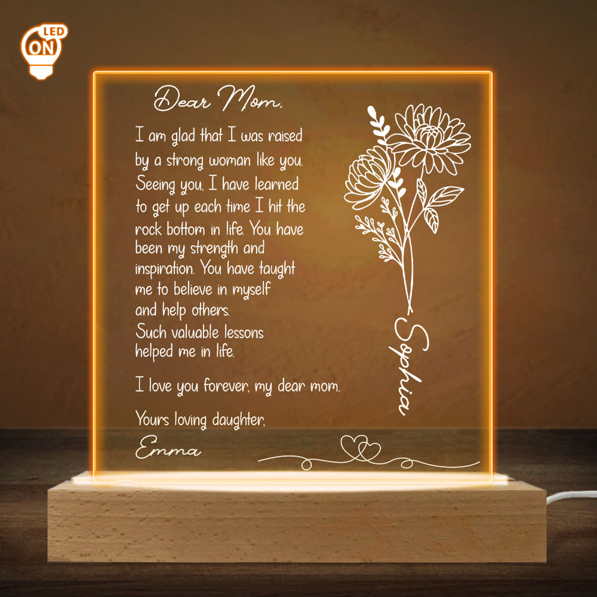Hand Written Letter Gift For Mom - Personalized Custom LED Light