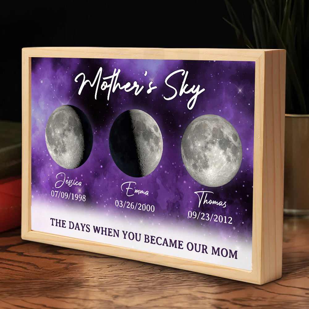 The Moon When You Become Mom - Personalized Custom Frame Light Box