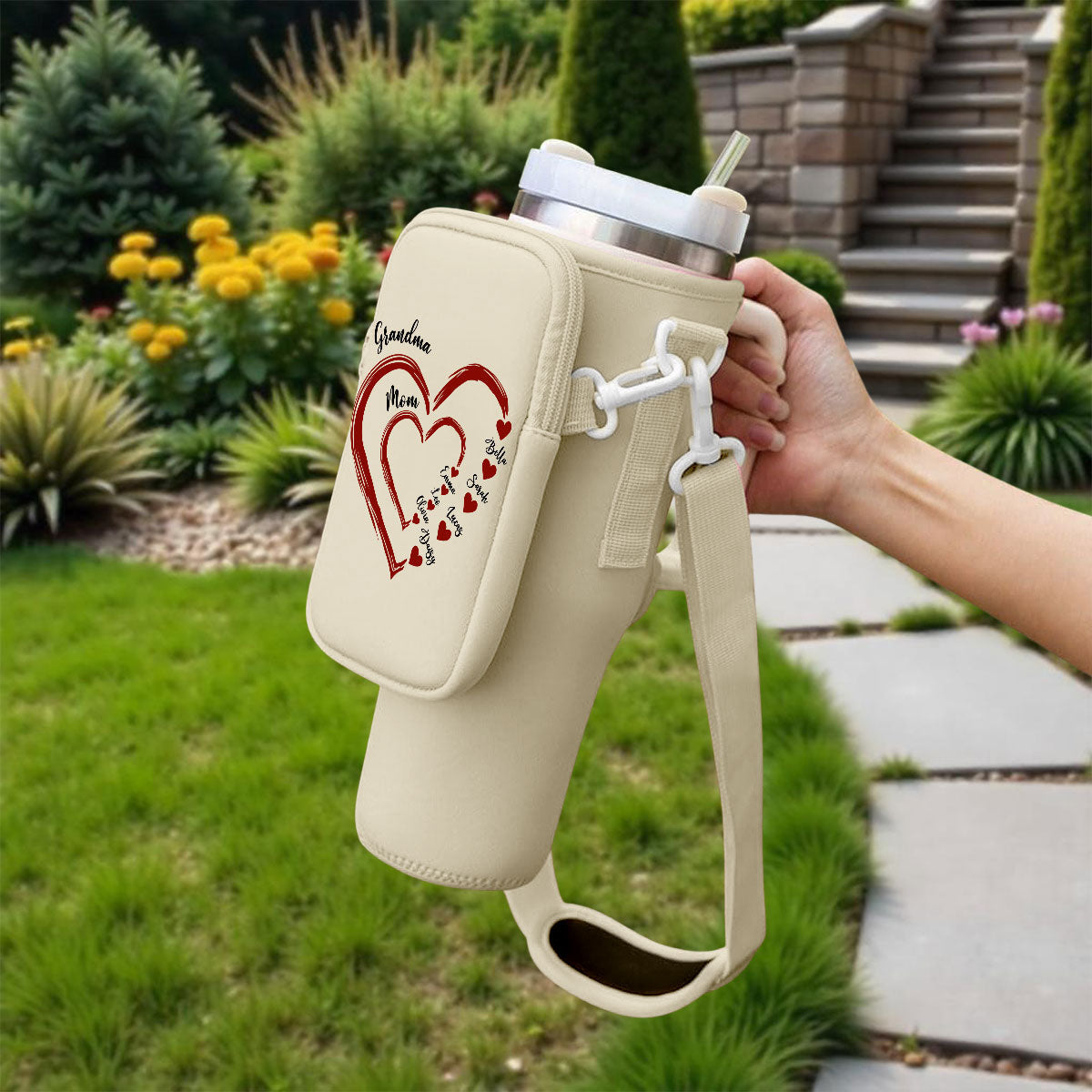 Kids And Grandkids Make Life Grand - Personalized Custom Water Bottle Carrier Bag