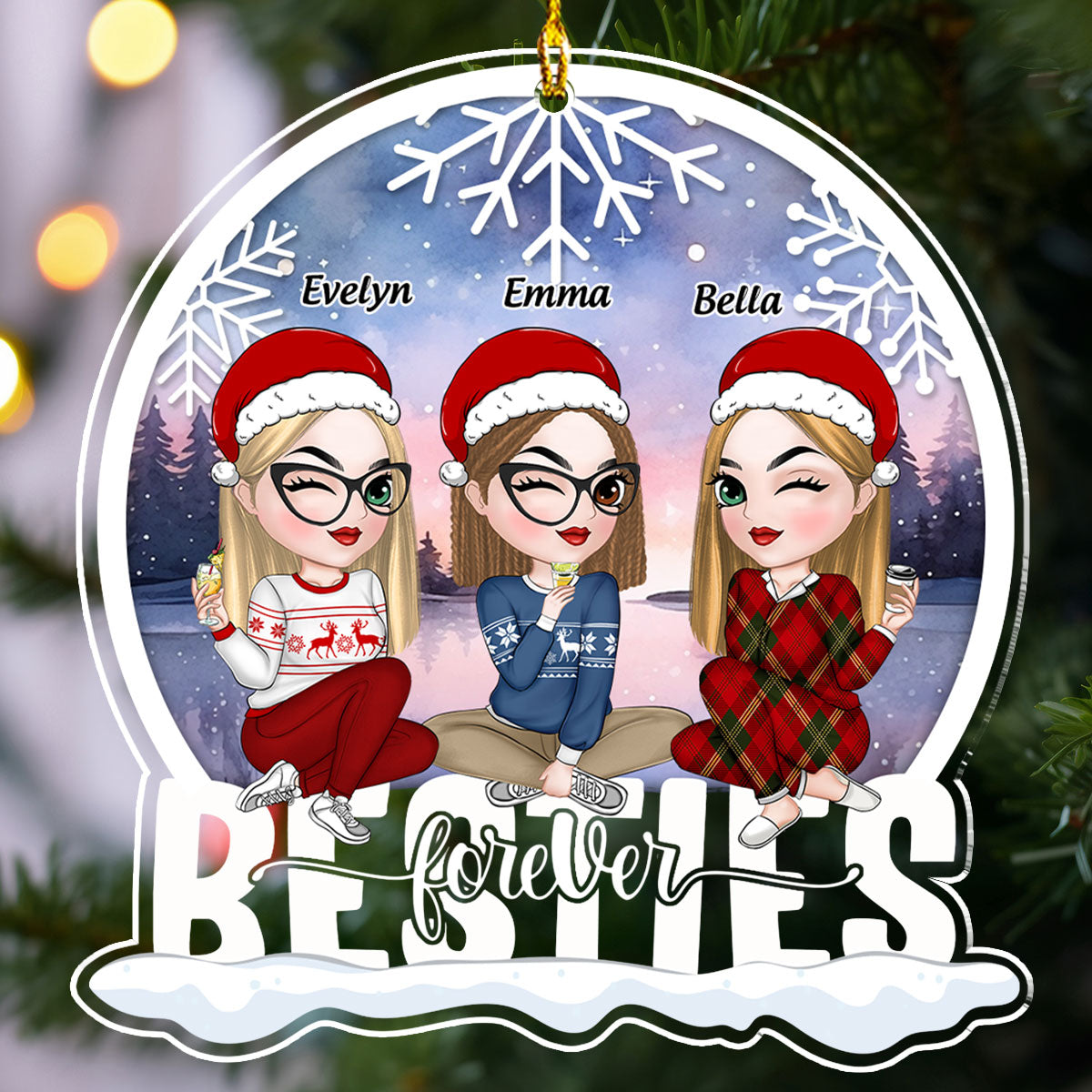 Bestie Love Is Forever - Personalized Custom Acrylic Ornament
