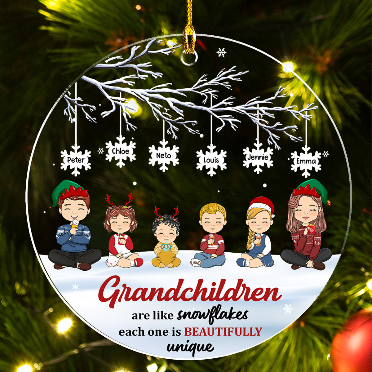 Each Snowflake Is Beautifully Unique - Personalized Custom Acrylic Ornament