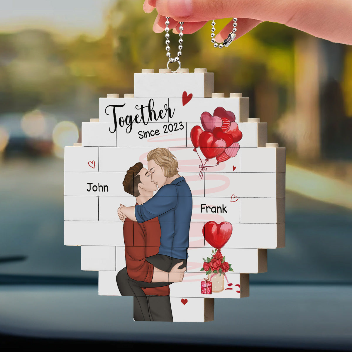 Love Is Love - Personalized Custom Puzzle Car Ornament