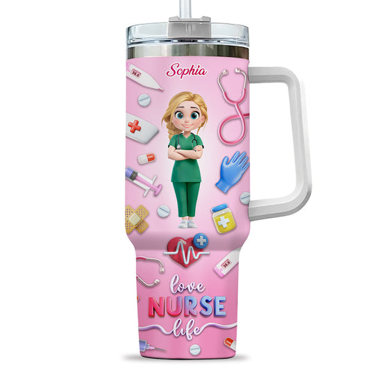 Love Nurse Life - Personalized Custom 3D Effect Printed 40 Oz Tumbler
