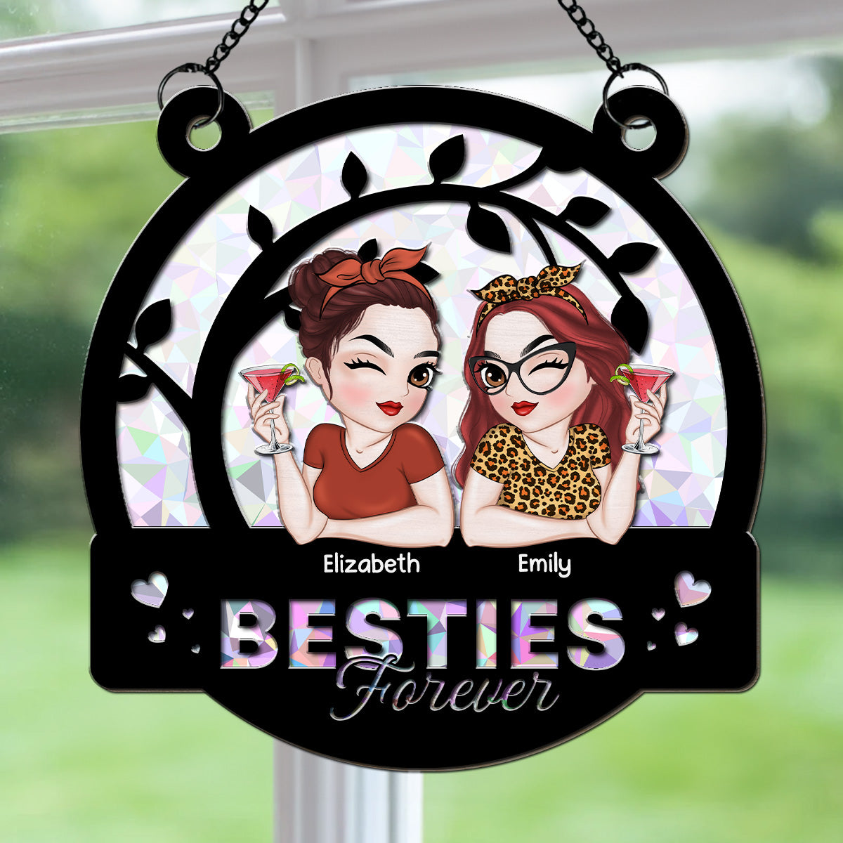 Sisters Forever - Personalized Custom Suncatcher