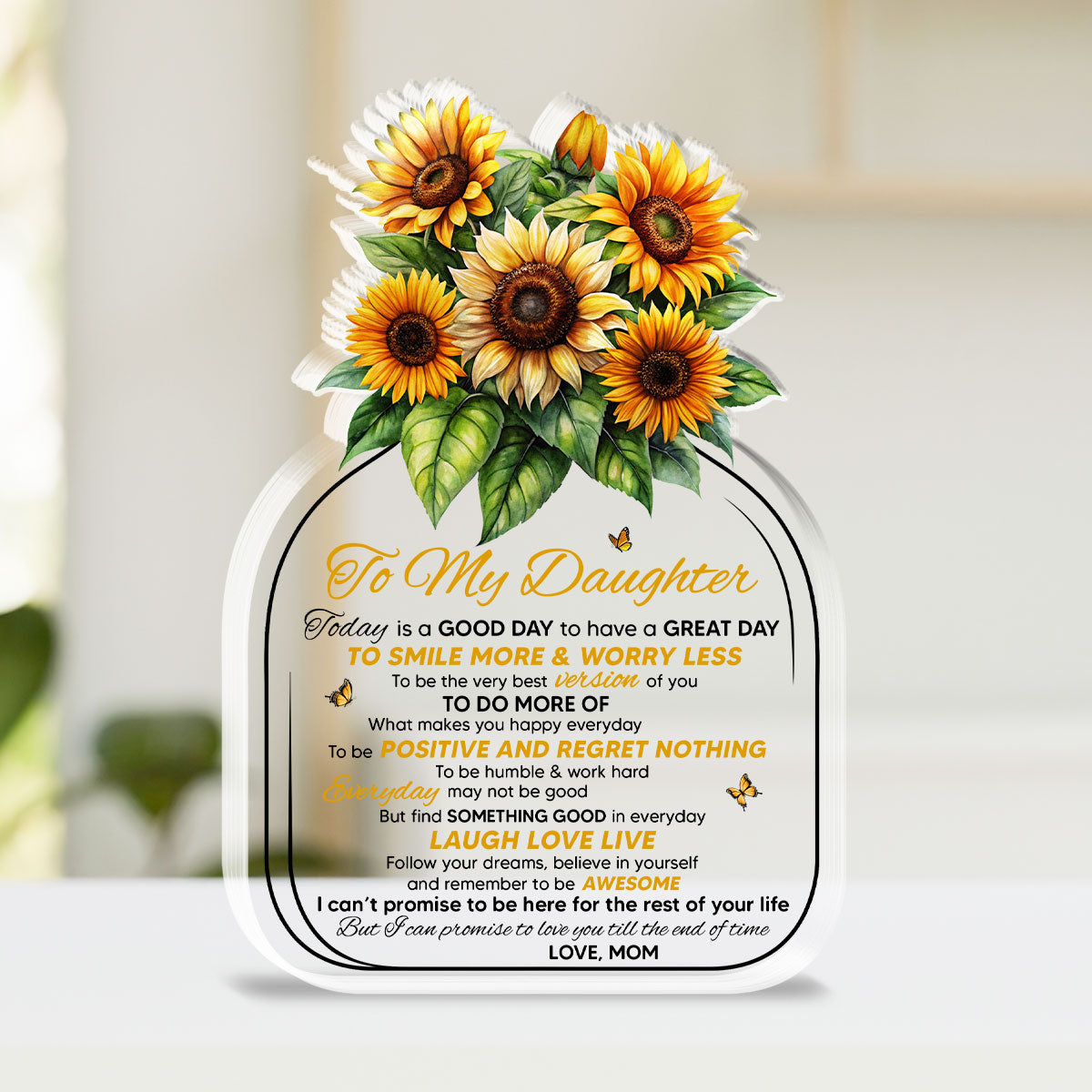 Sunflower Love Letter To Daughter - Personalized Custom Acrylic Plaque