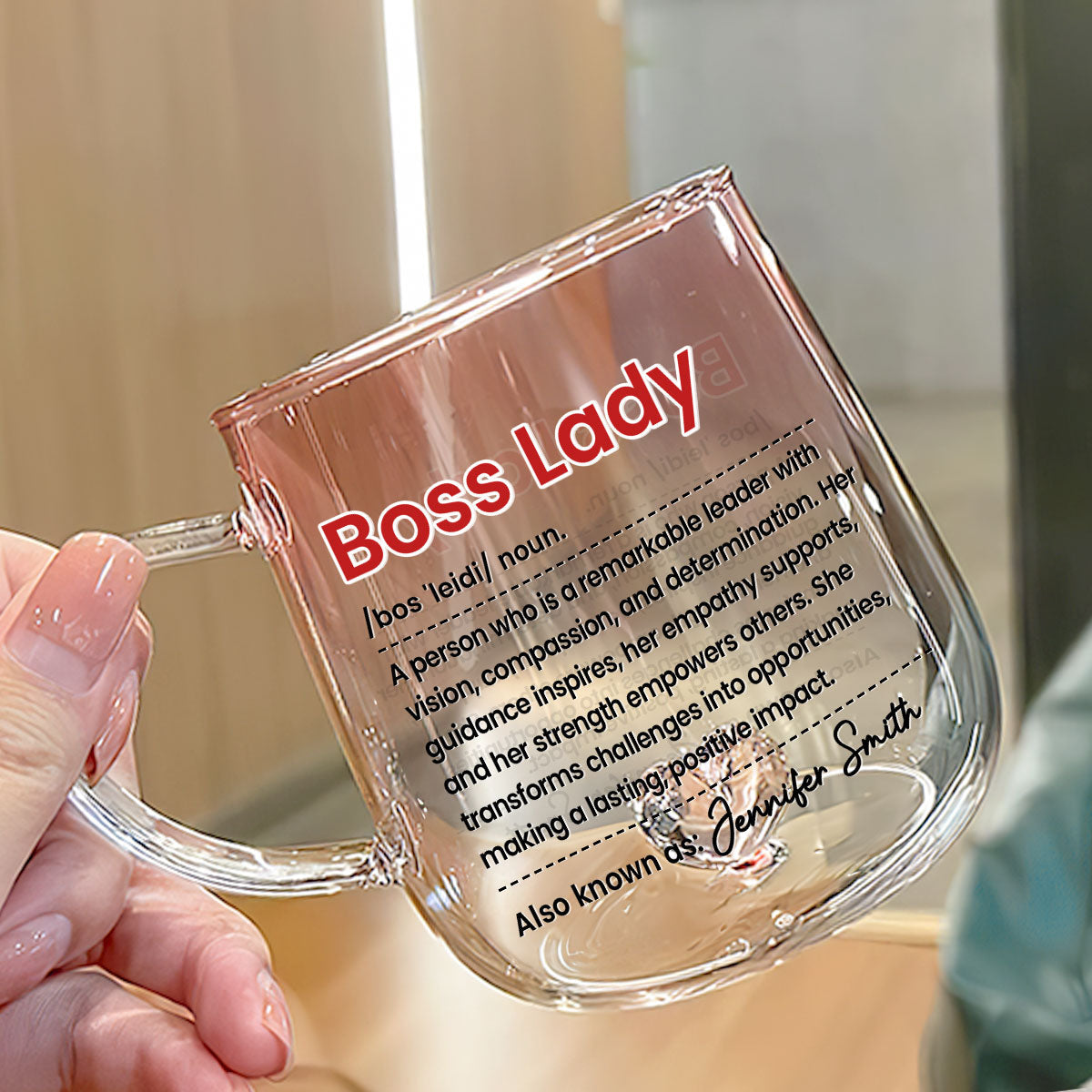 Boss Lady - Personalized Custom Pink Gradient Glass Mug