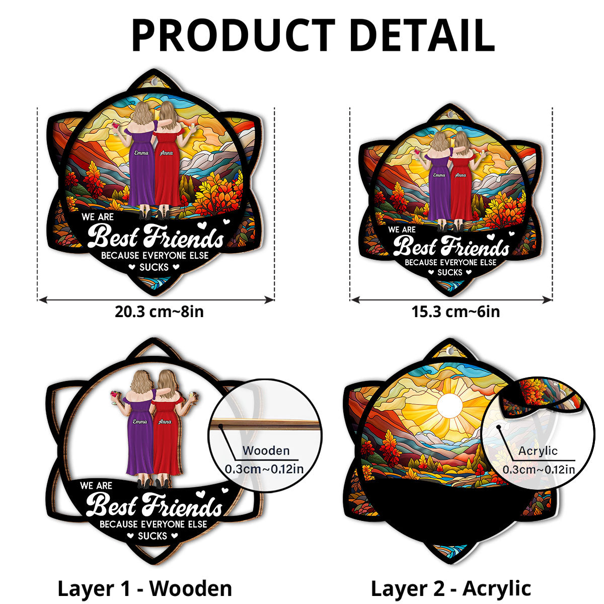 Forever Best Besties - Personalized Custom Suncatcher