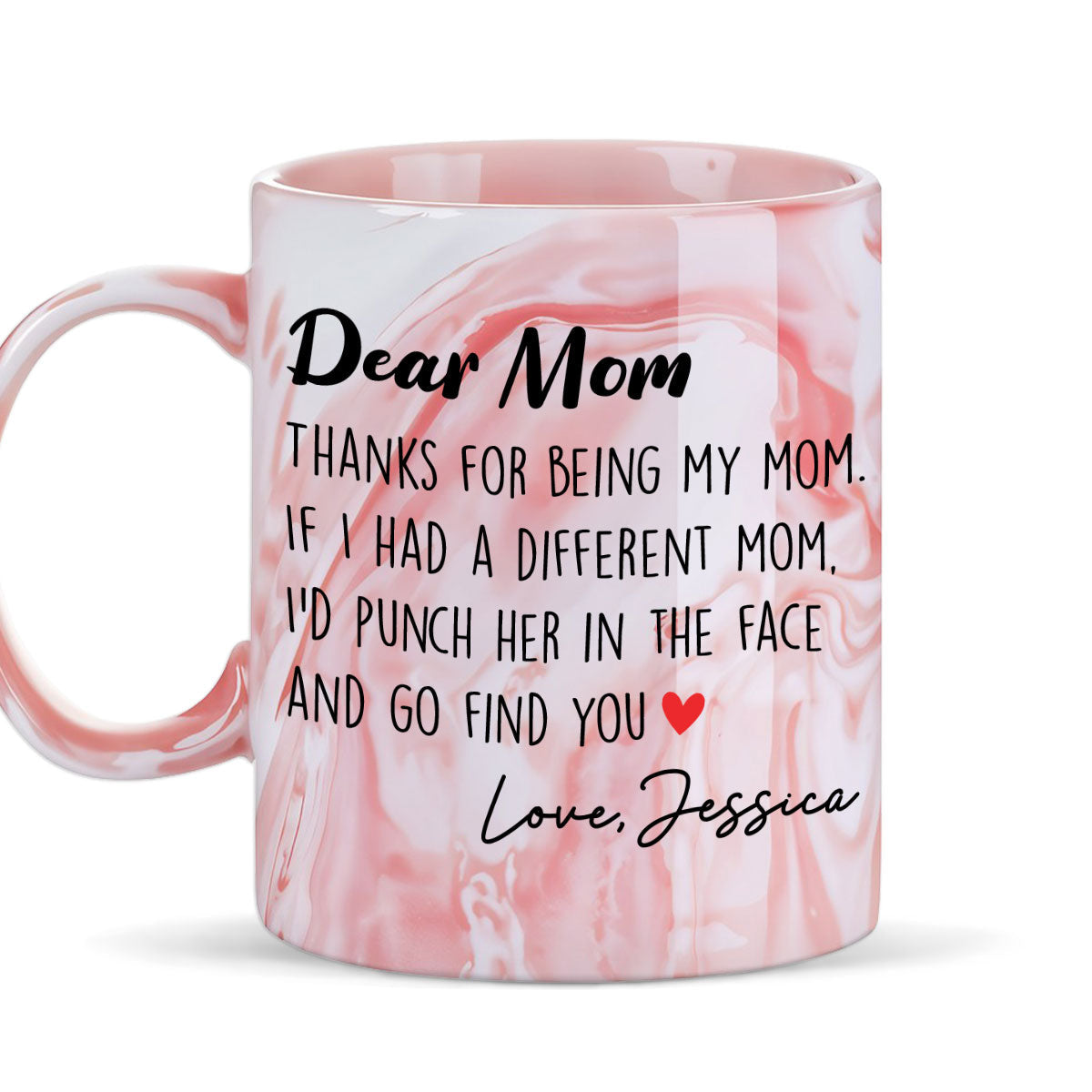 Another Mom - Personalized Custom Pink Marble Mug