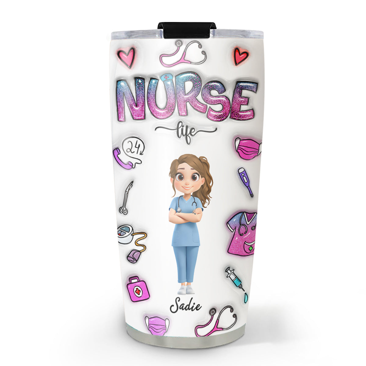 Nurse Life - Personalized Custom 3D Inflated Effect Tumbler