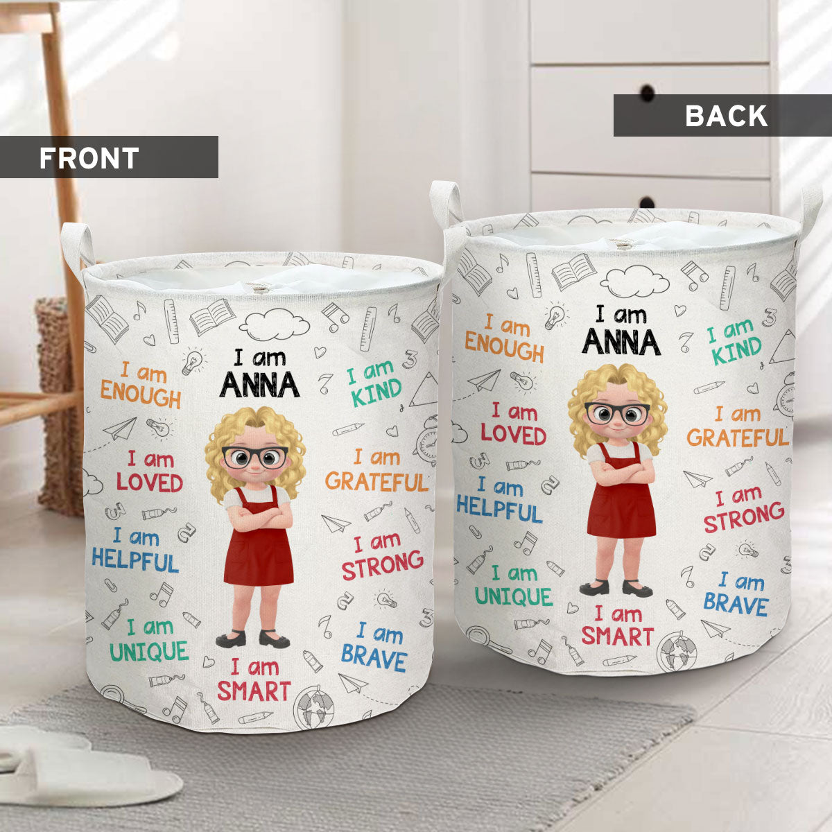I Am Grateful - Personalized Custom Laundry Basket
