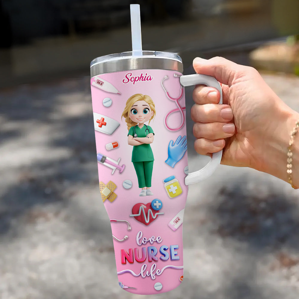 Love Nurse Life - Personalized Custom 3D Effect Printed 40 Oz Tumbler