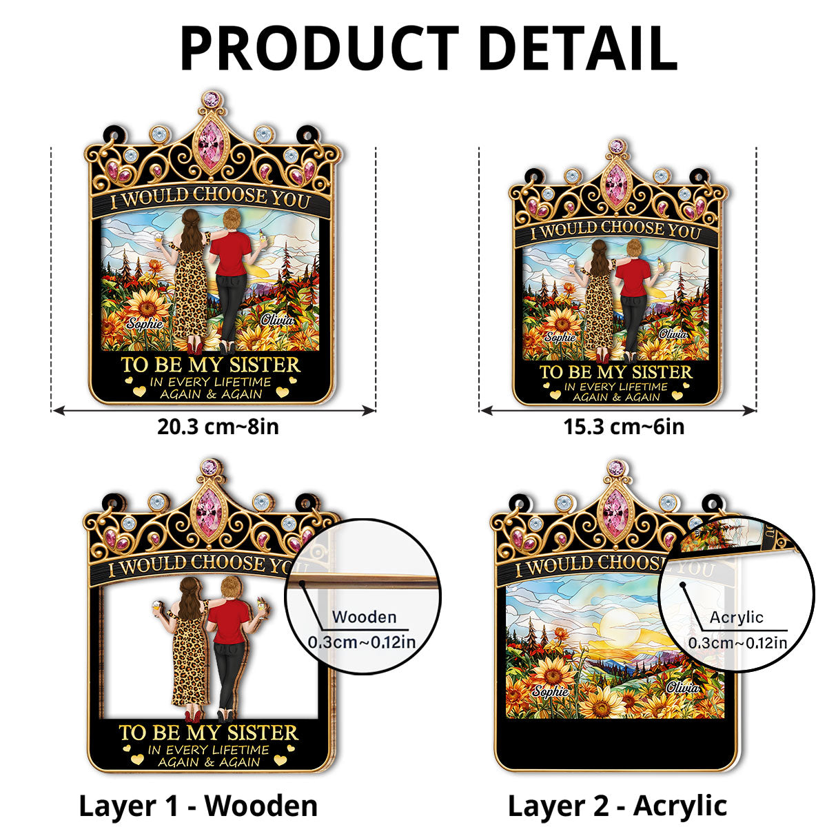 Sisters Holiday Cheer - Personalized Custom Suncatcher