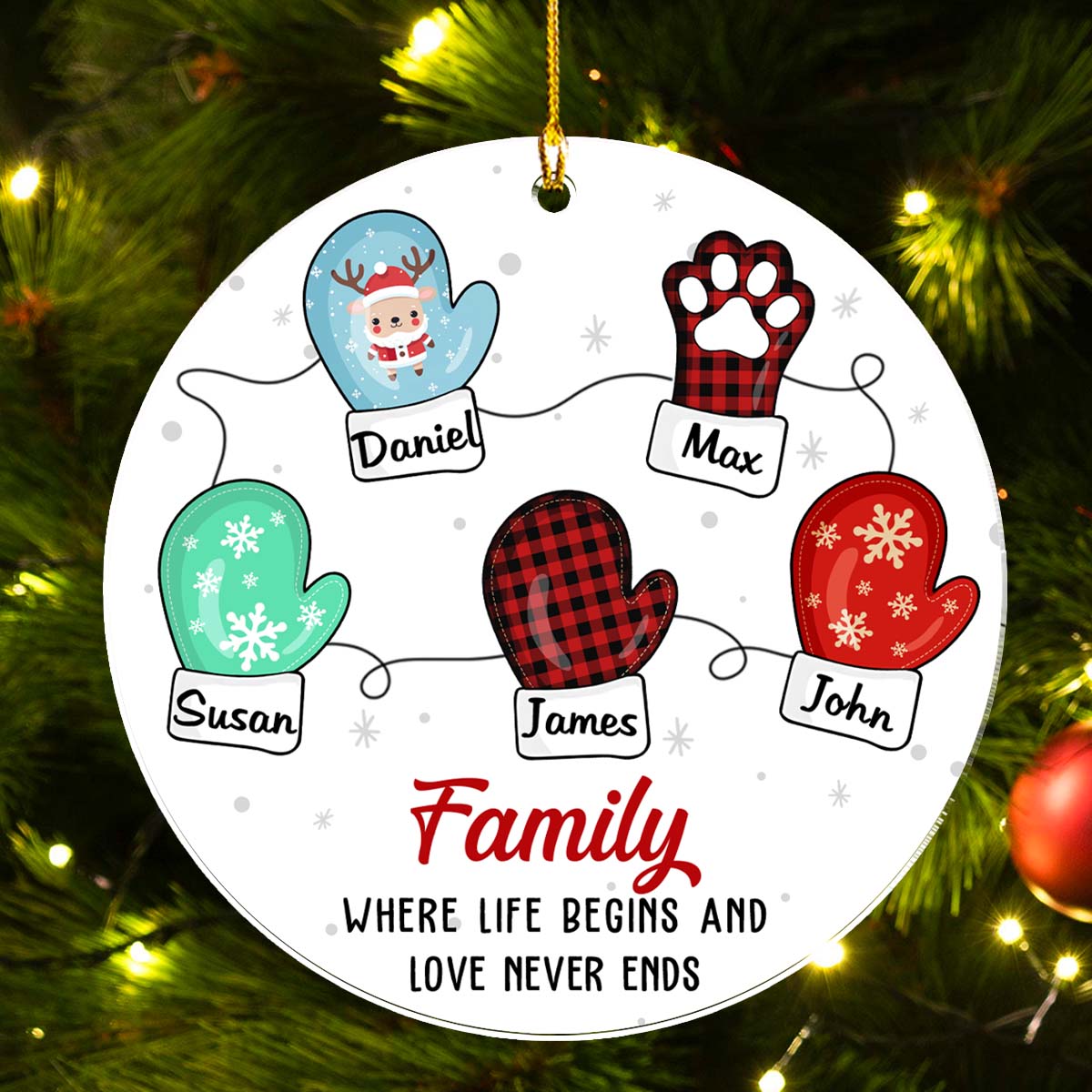 Family Where Life Begins And Love Never Ends - Personalized Custom Acrylic Ornament