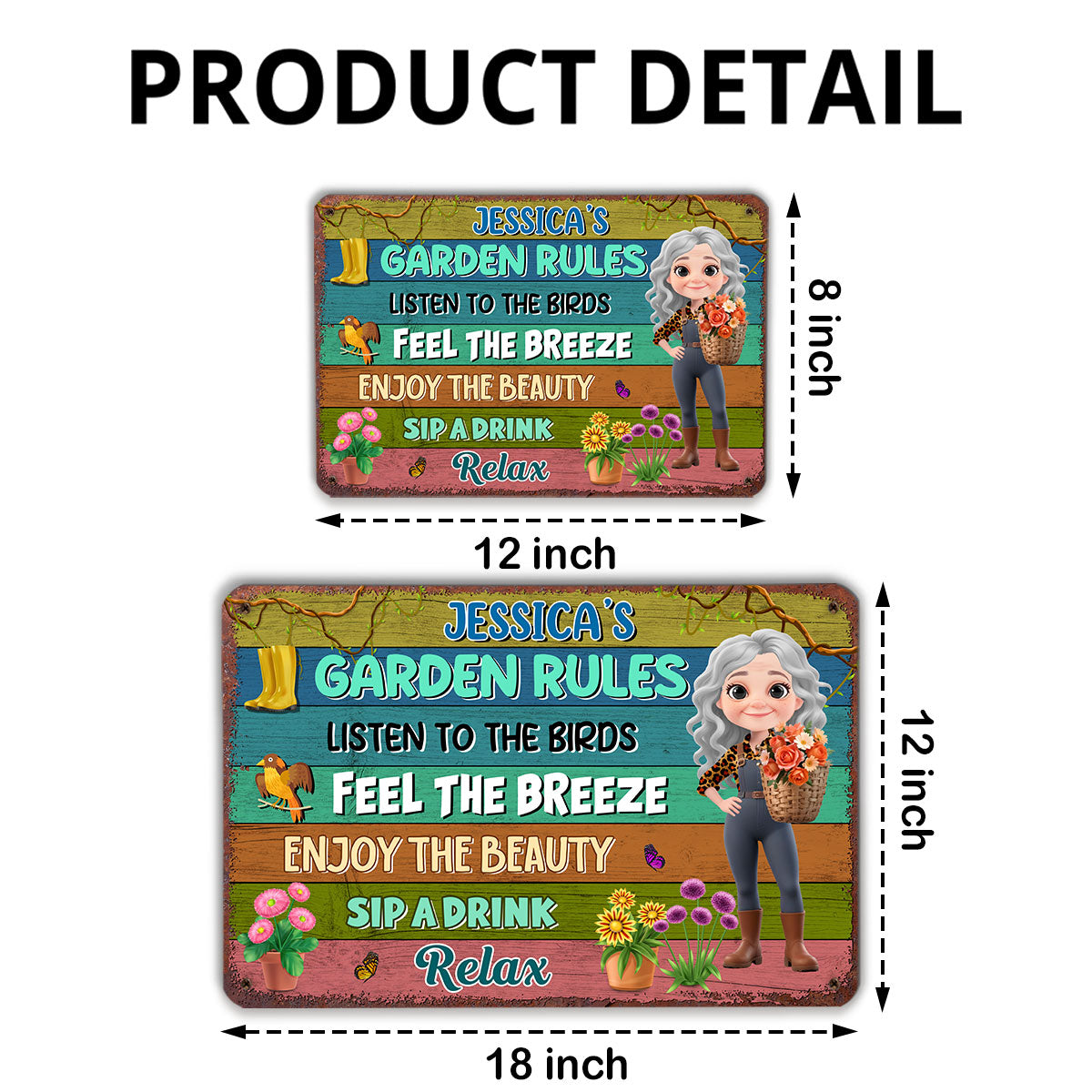 Grandma Garden Rules - Personalized Custom Metal Sign