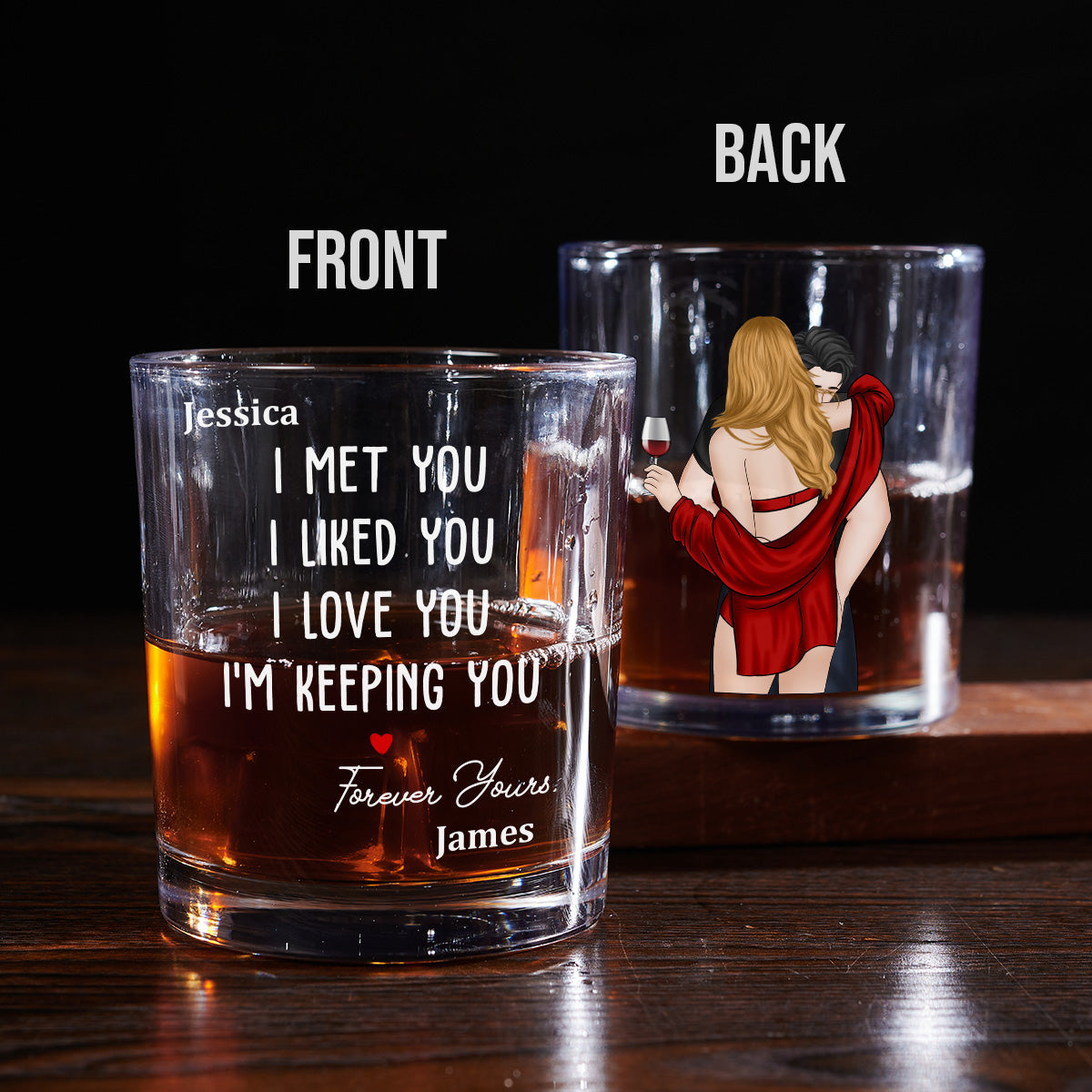 I Knew I Belonged To You - Personalized Custom Whiskey Glass