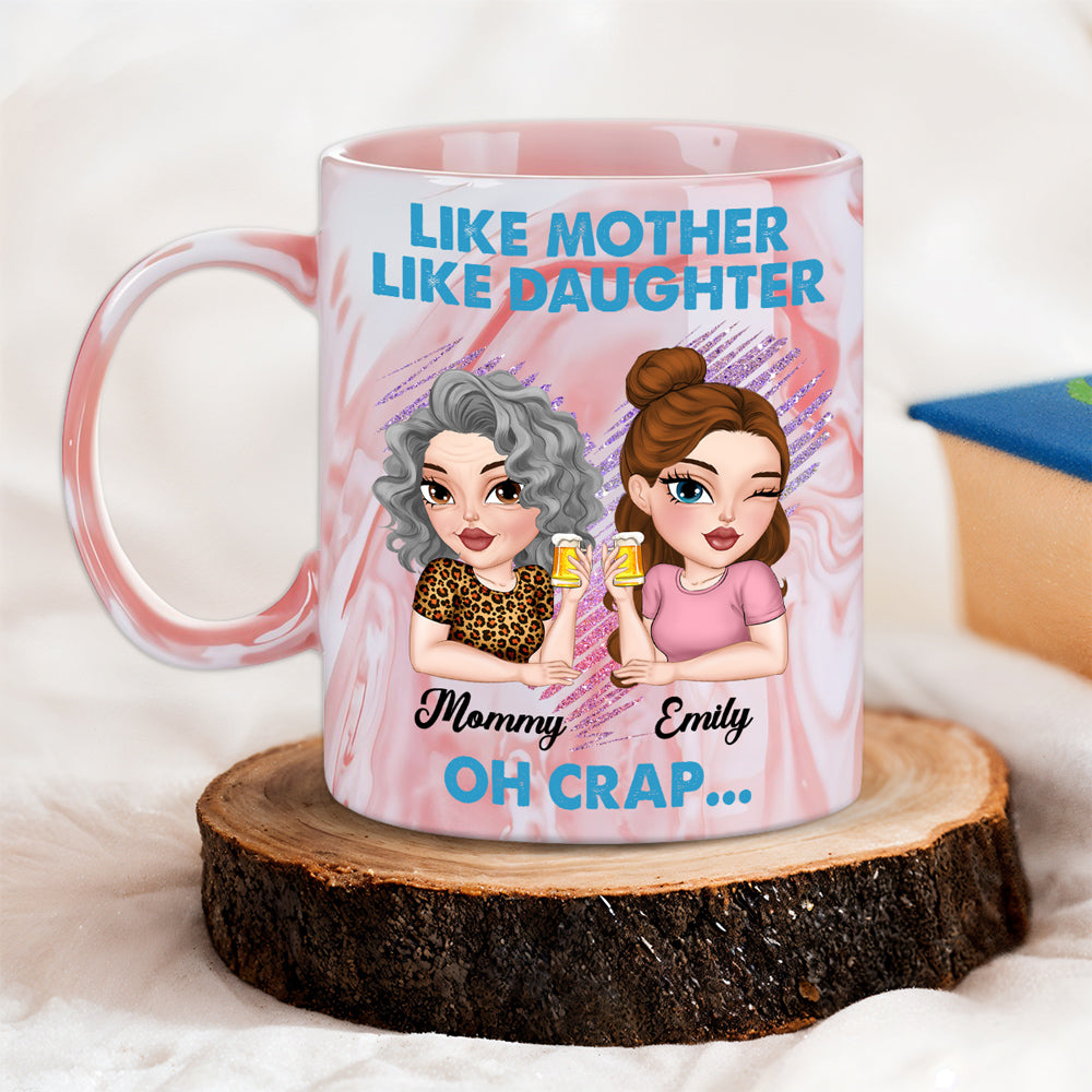 Like Mother Like Daughter - Personalized Custom Pink Marble Mug