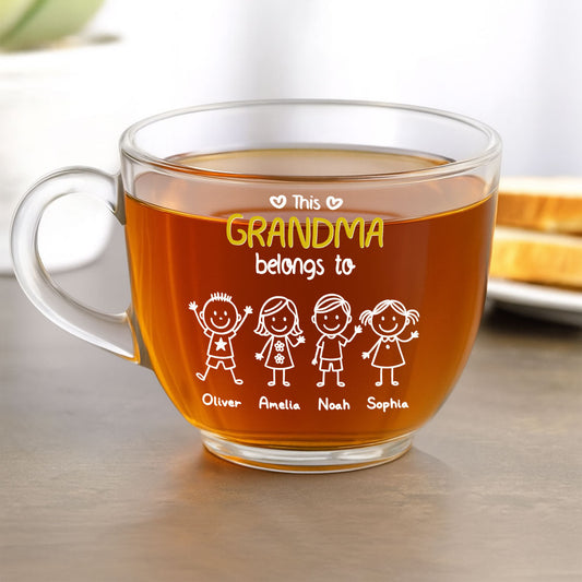 This Nana Belongs To Us - Personalized Custom Glass Tea Cup