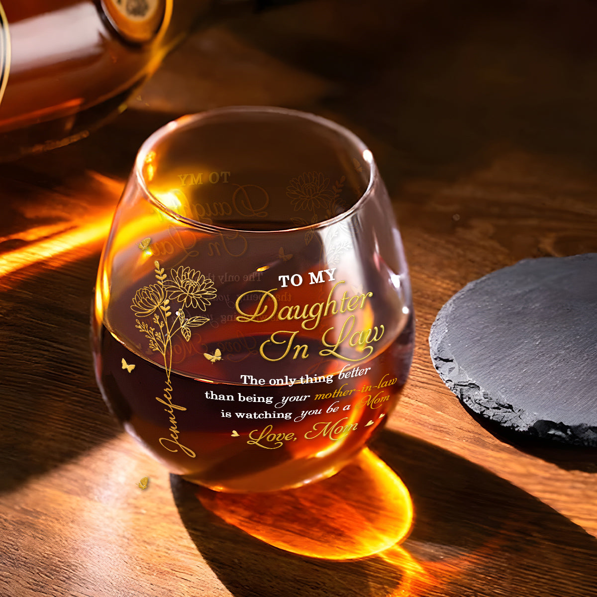 Love My Daughter Be A Mom - Personalized Custom Wine Glass