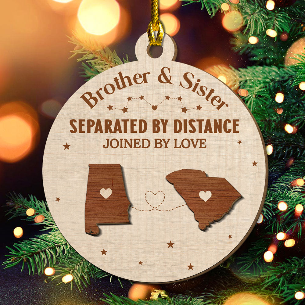 Hearts Connected Across The Miles - Personalized Custom Freeshape 2-Layered Wood Ornament
