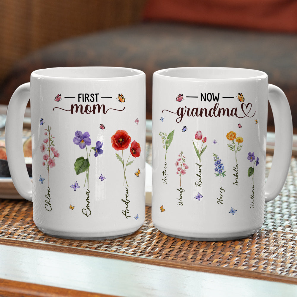 Grandma Flowers - Personalized Custom Coffee Mug