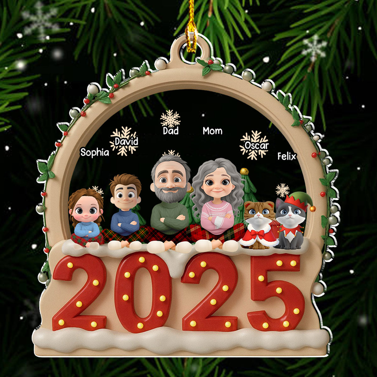 Our Christmas Together With Cats - Personalized Custom Acrylic Ornament