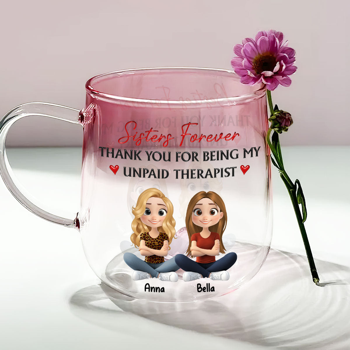Being My Unpaid Therapist Friend - Personalized Custom Pink Gradient Glass Mug