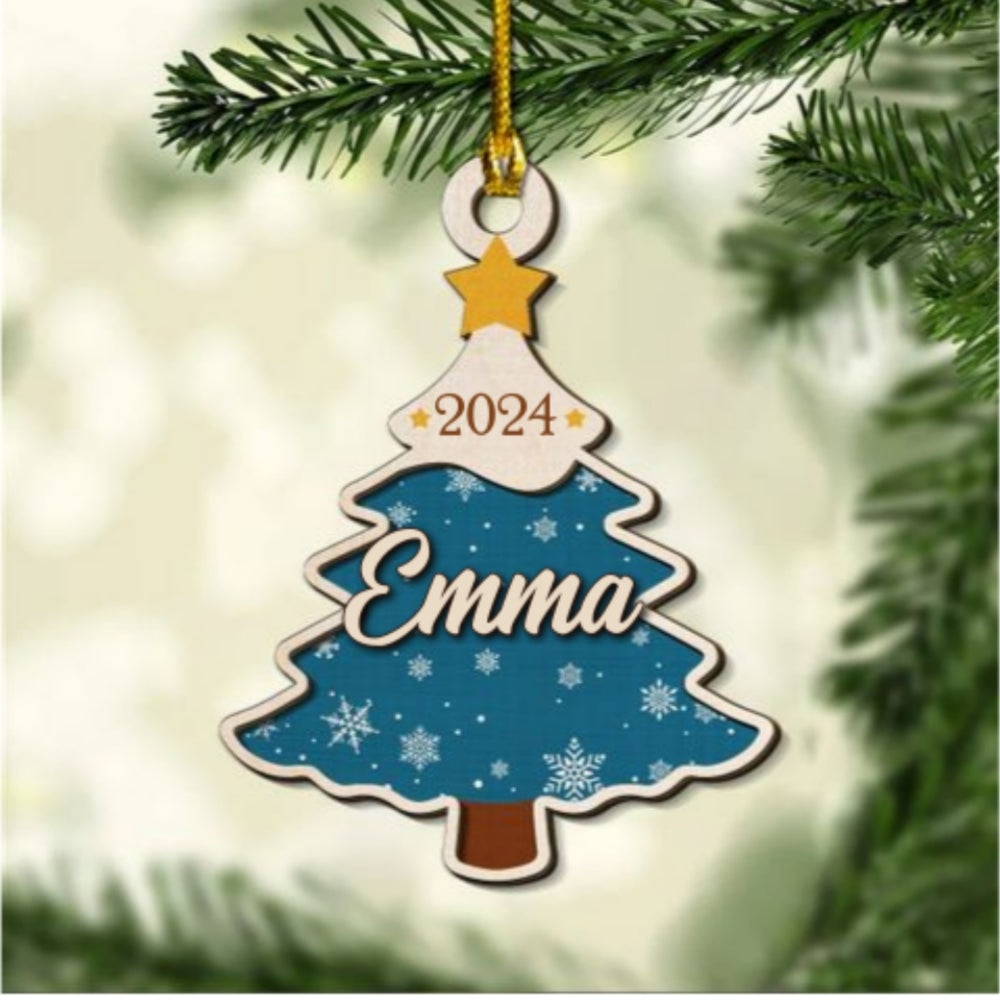 Christmas Name - Personalized Custom 2-Layered Wood Ornament