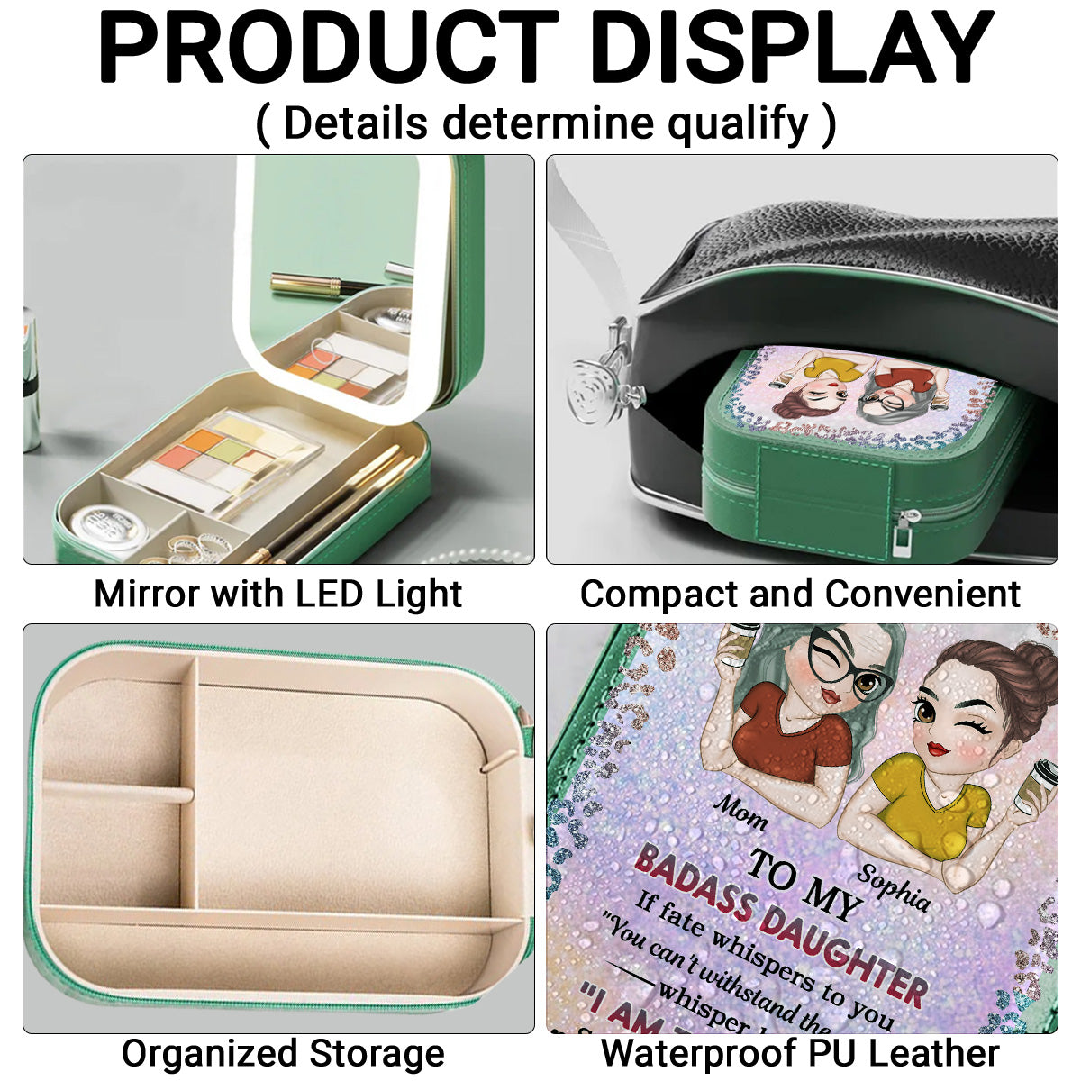 My Brave Granddaughter - Personalized Custom Jewelry Box With LED Mirror