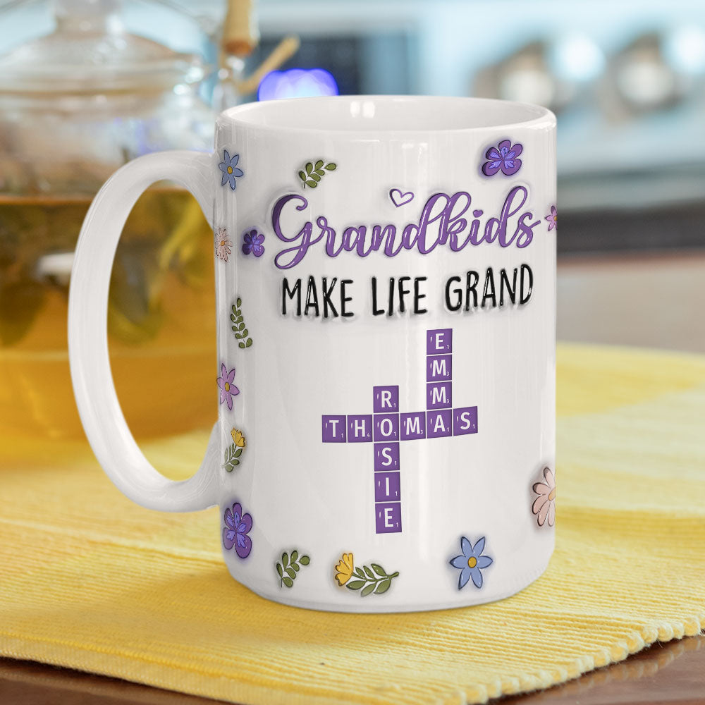 Grandkids Make Life Grand Crossword Puzzle - Personalized Custom 3D Inflated Effect Mug