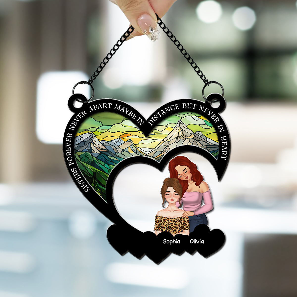 Besties Lean On Shoulder - Personalized Custom Suncatcher