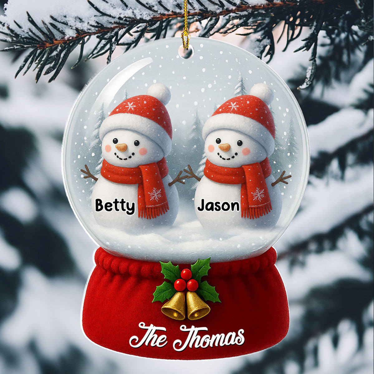 Snowman Family Christmas Ver New - Personalized Custom Acrylic Ornament