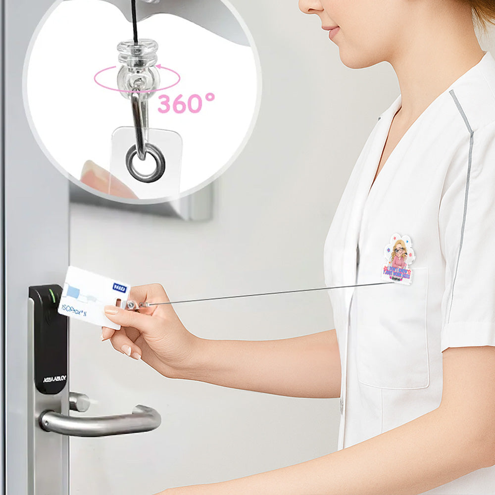 I Just Work Here - Personalized Custom Acrylic Badge Reel