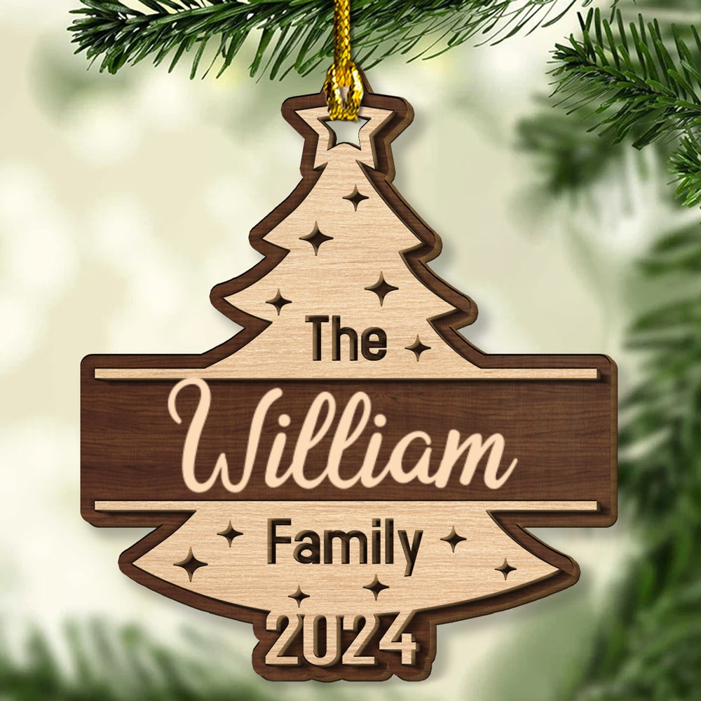 Custom Family Name Christmas - Personalized Custom 2-layered Wood Ornament