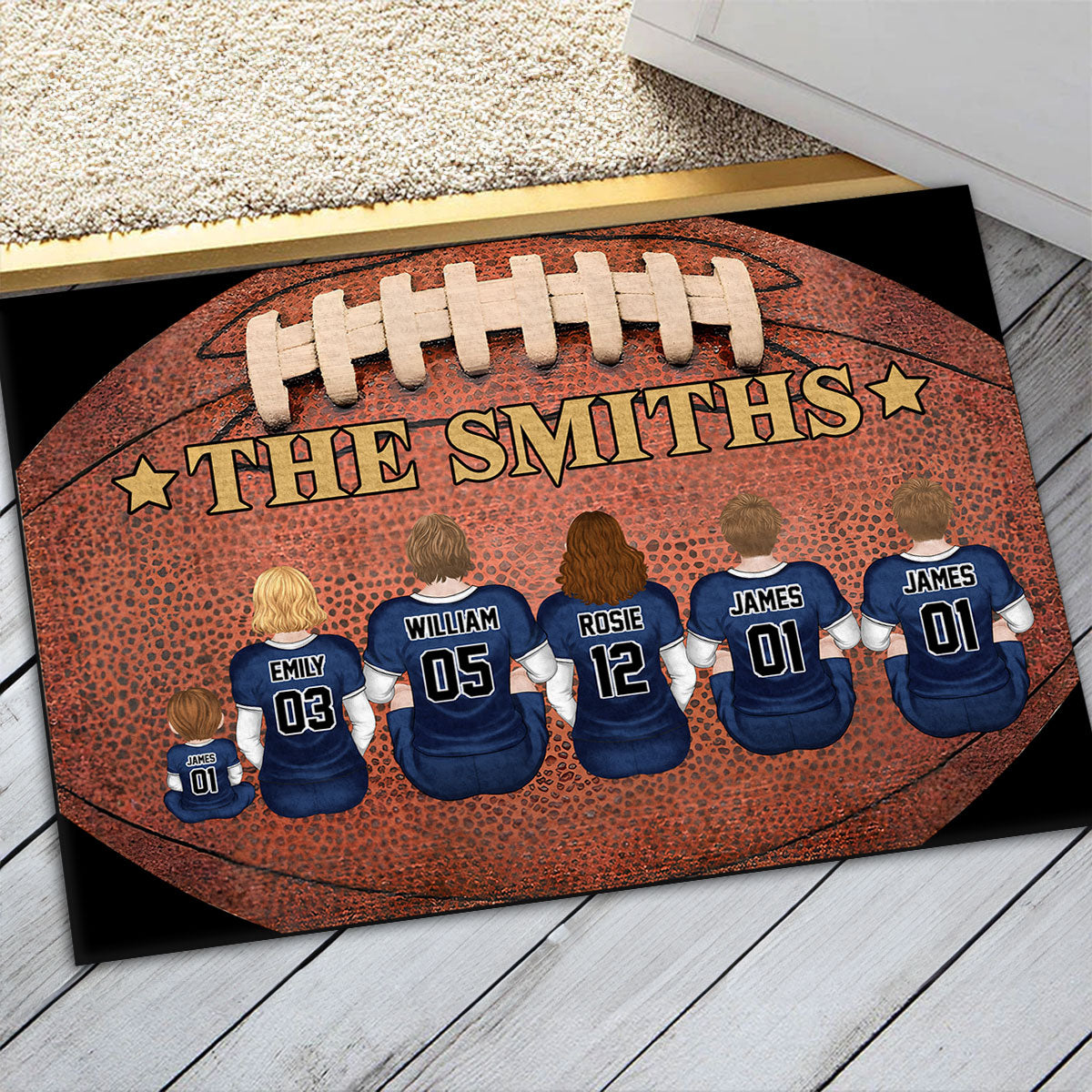 American Football Family - Personalized Custom Doormat