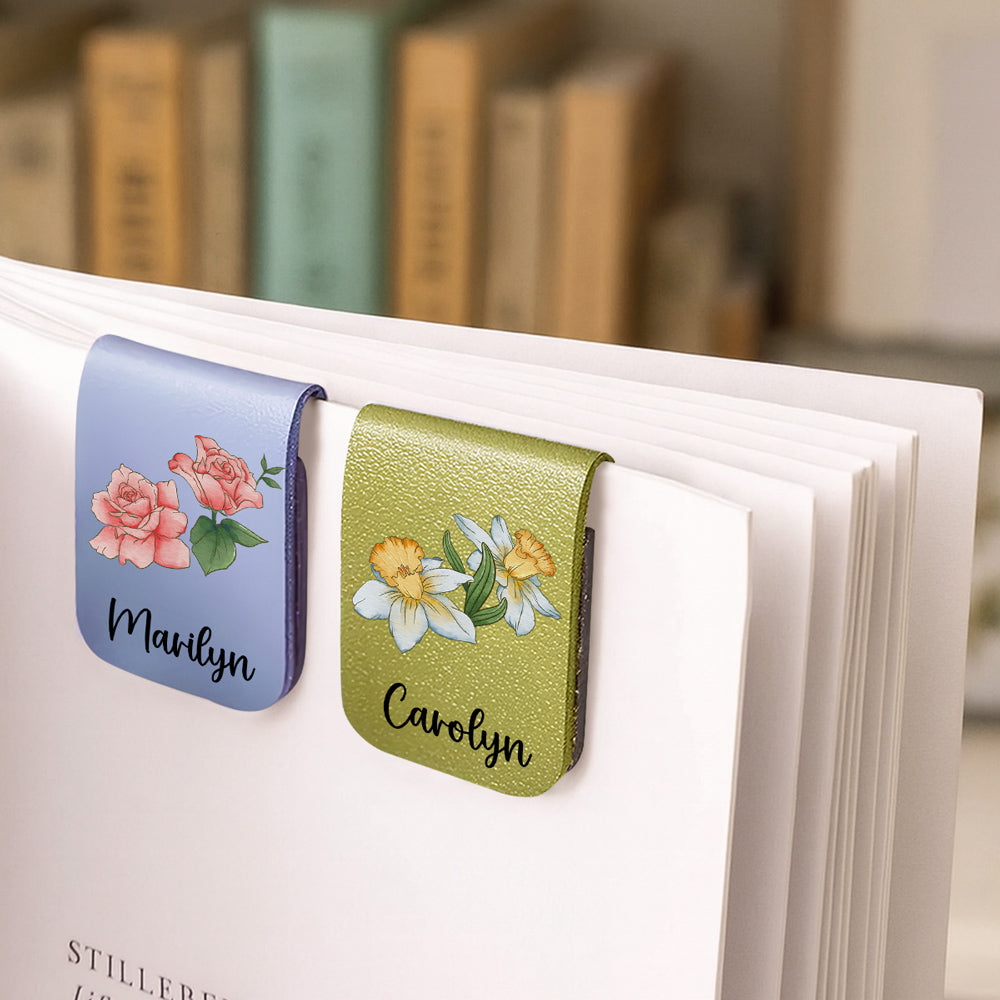 Blooming Flowers - Personalized Custom Leather Bookmark