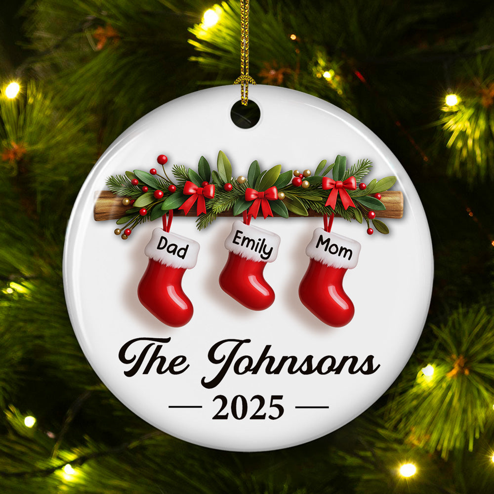 Family Christmas - Personalized Custom Ceramic Ornament
