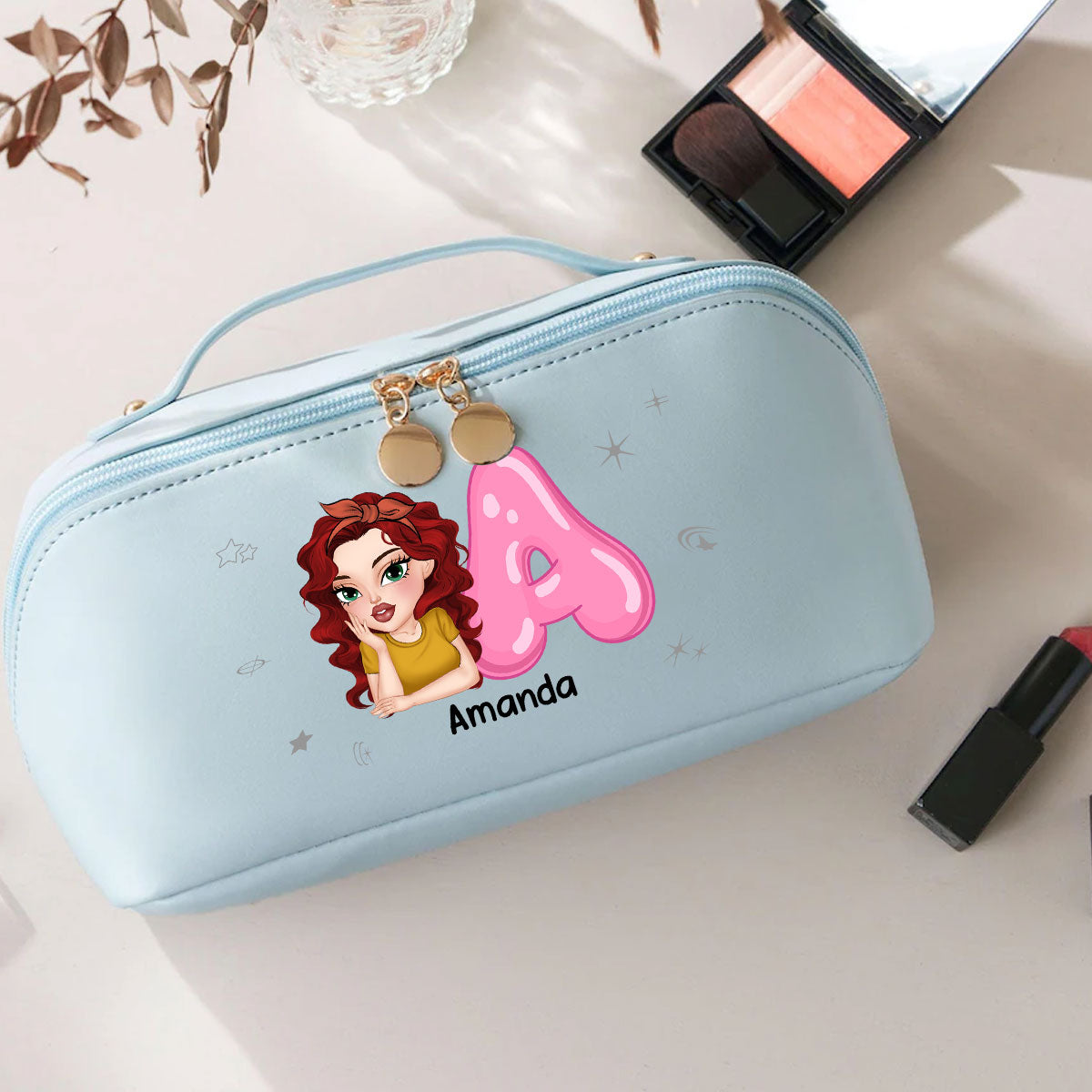 Y2K Girl - Personalized Custom Leather Makeup Bag