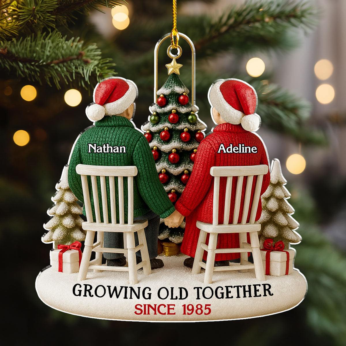 Couple Growing Old Together - Personalized Custom Acrylic Ornament