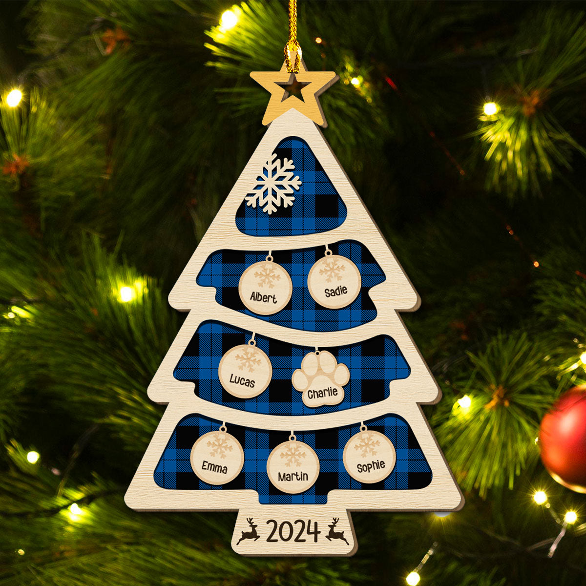 Family Ornament - Personalized Custom Wood Ornament