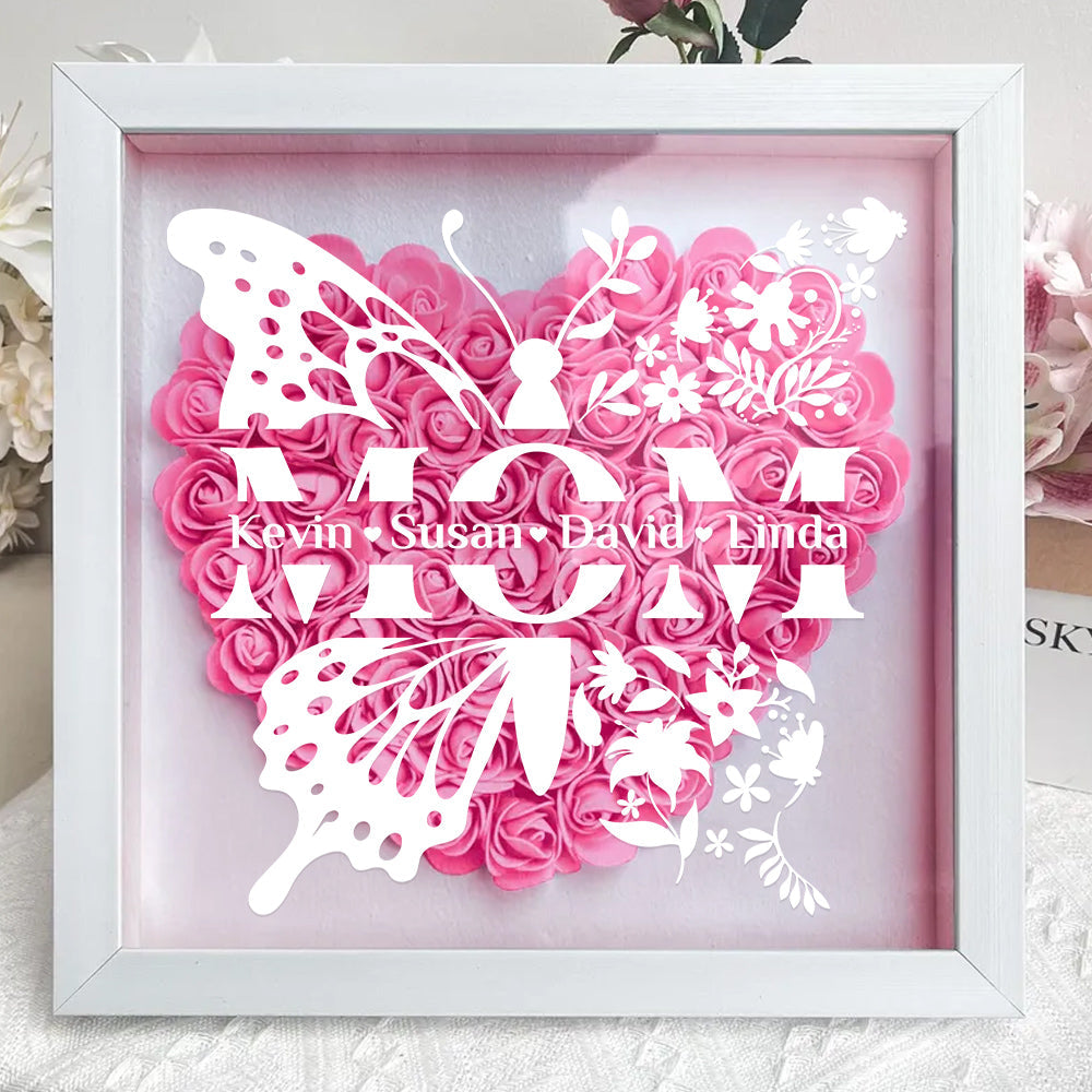 Mom Means Everything - Personalized Custom Flower Shadow Box